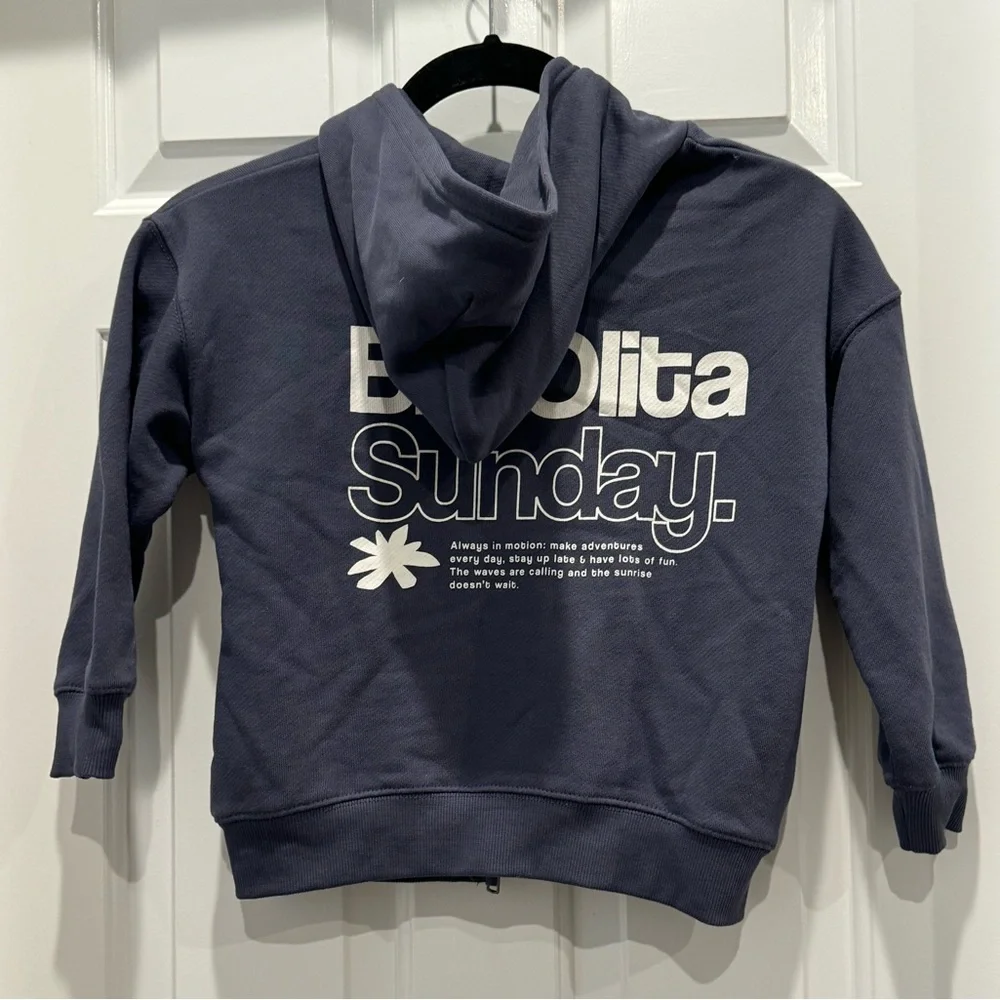 Zara big olita Kids Blue Hoodie Jacket zip up size 5- 6 surfer relaxed Cali